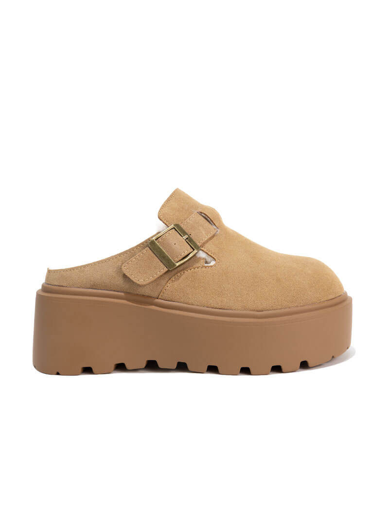 Pantoufles à plateforme en cuir
